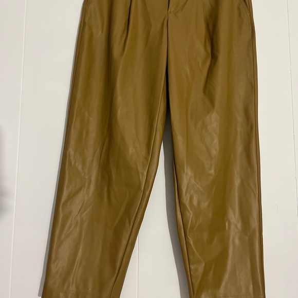 A New Day Brown Pleather Trousers Pants Faux Leather New Tags Size 6 - Picture 9 of 16